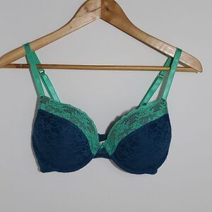 Aerie Bridget Lace Underwire Bra 34D Blue and Teal